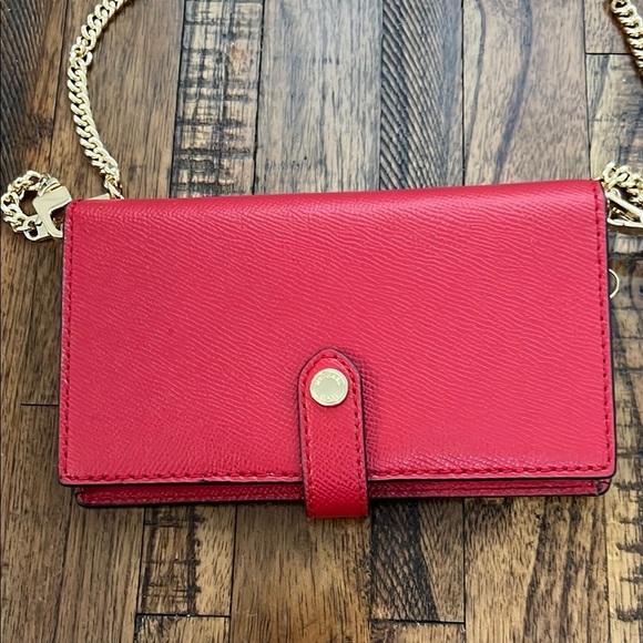 Michael Kors Red Crossbody Wallet Bag Gold Tone Michael Kors Chain jet set - Picture 11 of 16
